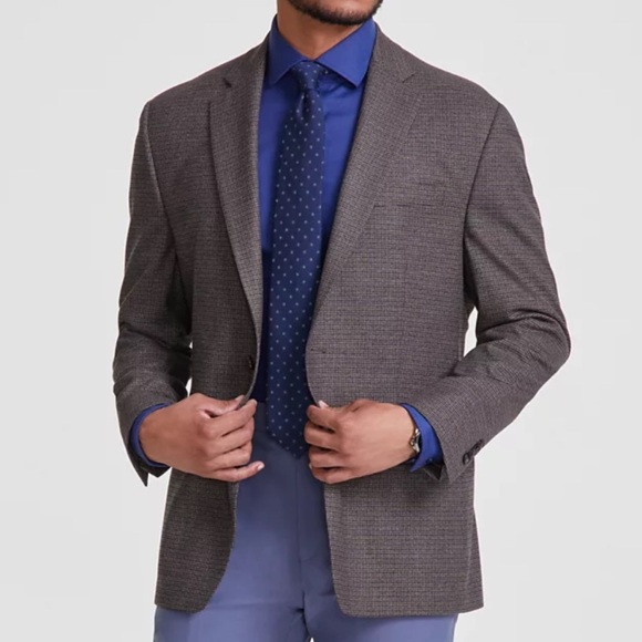 Michael Kors Men 44R Brown Houndstooth 2-Button Single Breast Blazer Sportcoat - Picture 1 of 12